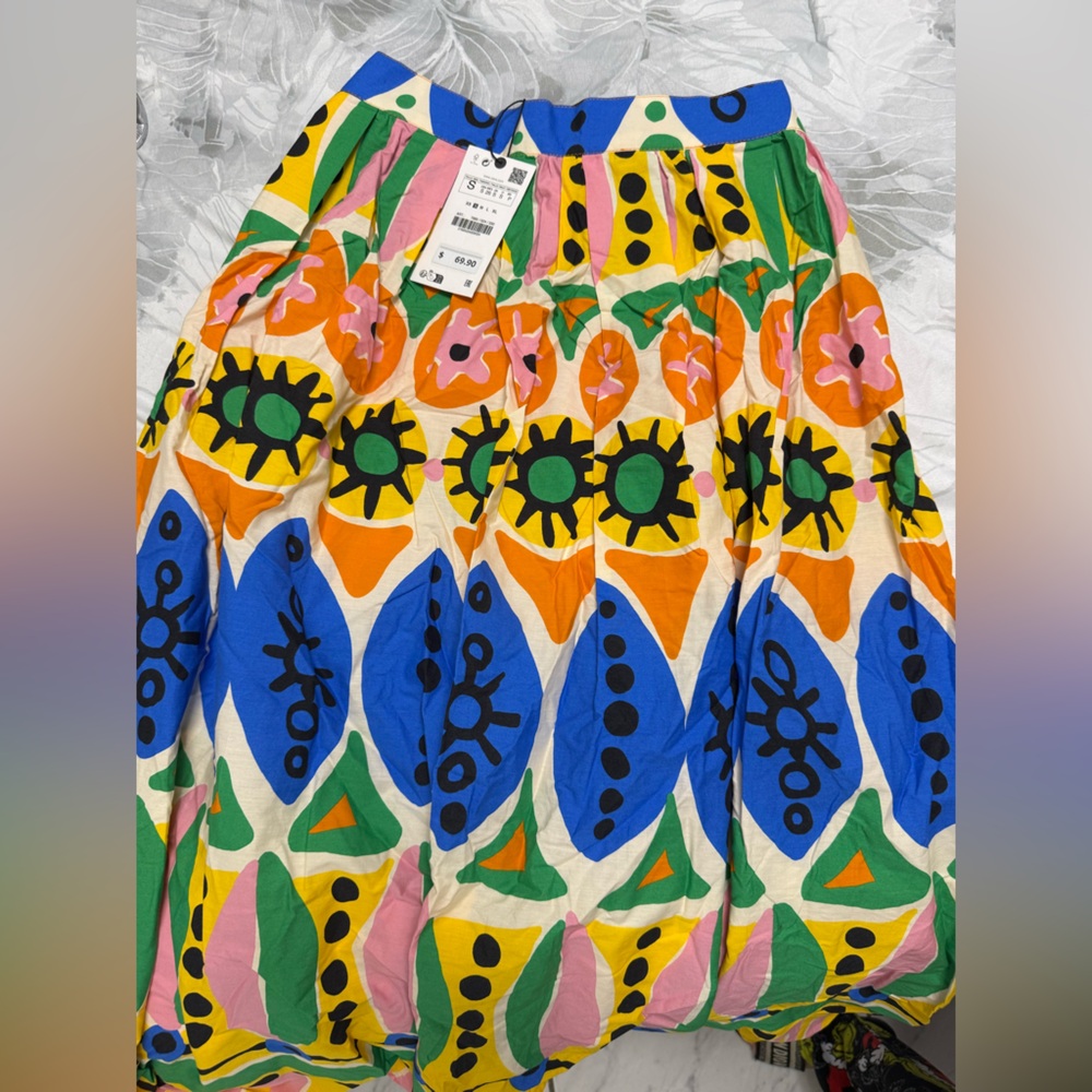 Zara Colorful Patterned Maxi Skirt